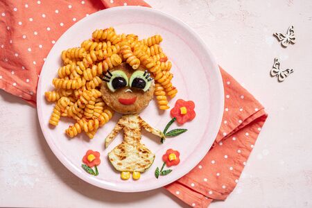 Funny Girl Food Faceの写真素材