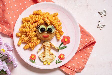 Funny Girl Food Faceの写真素材