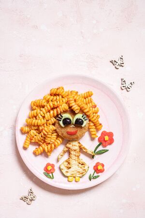 Funny Girl Food Faceの写真素材