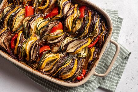 Ratatouille traditional french dish of baked summer vegetablesの写真素材