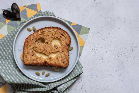 Grilled cheese toast for Halloweenの写真素材