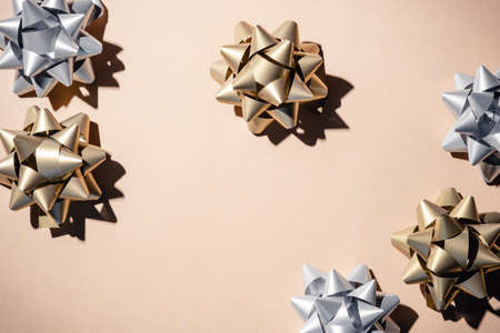 Christmas or New Year sparkling ribbon decorations