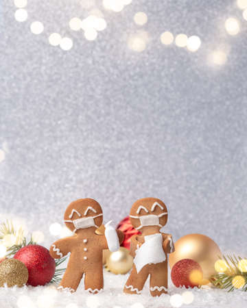 Christmas gingerbread men with a masks