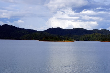 The cleanest blue lake in equatorial jungle of high-mountainous Borneo.の写真素材