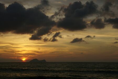 Sea sunset at seacoast of peninsula Santubong. Borneo. 