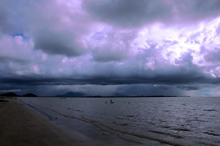 The dark blue sea of the stony coast of Borneo. の写真素材