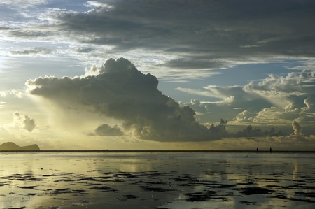 The dark blue sea of the stony coast of Borneo. の写真素材