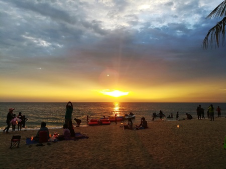 beautiful sunrise on the beachのeditorial素材