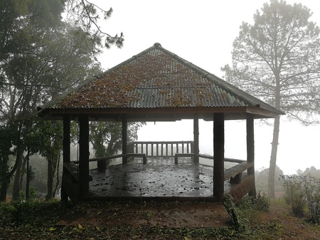 Morning mist and sunrise in North of Thailand Natural Attractions.の写真素材