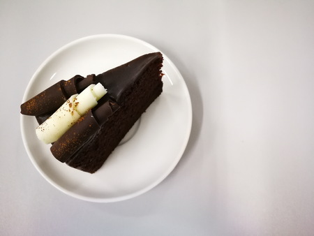 chocolate of homemade cake on top black and white chocolate の写真素材