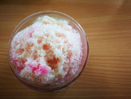 sweet cold strawberry fresh milk and bread in Thailand Dessertの写真素材