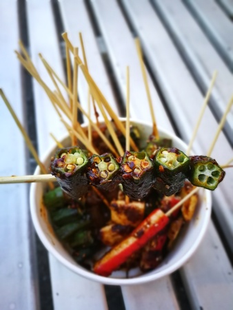 meals and vegetables grilled with  Sichuan pepper were famously seasoning of  Xishuangbanna that famous Street foods in Norths of Thailandの写真素材