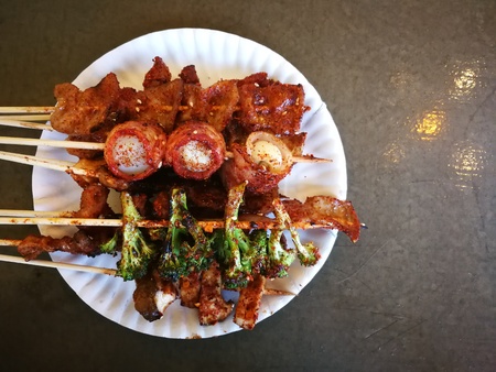 meals and vegetables grilled with  Sichuan pepper were famously seasoning of  Xishuangbanna that famous Street foods in Norths of Thailandの写真素材