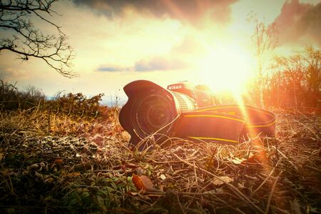 camera on floorの素材