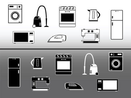 Electric devices. Home appliance design elementsのイラスト素材