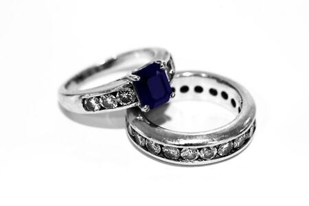 Wedding Rings with Diamonds and Sapphireの写真素材