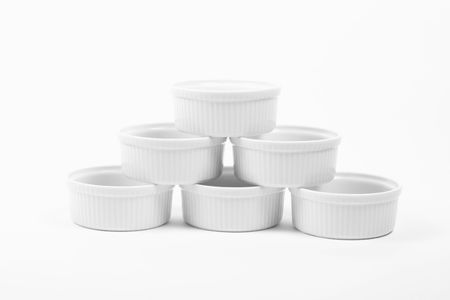 6 ramekins stacked in a pyramid shapeの写真素材