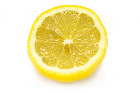 Half of Fresh Lemon isolated on white backgroundの写真素材