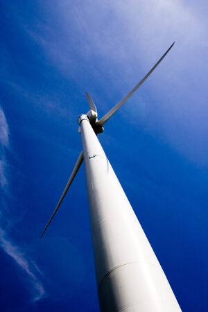 Wind Turbine Of Toronto Hydro Corporation Over Rich Blue Sky Springtime Scenic. Toronto Ontario...