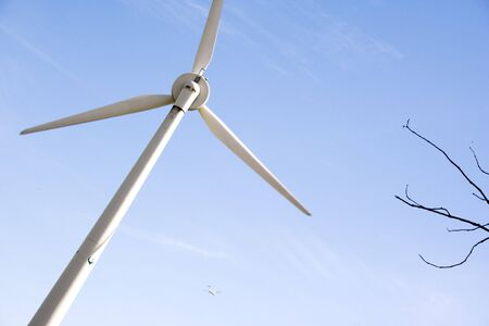 Wind Turbine Of Toronto Hydro Corporation Over Rich Blue Sky Springtime Scenic. Toronto Ontario...