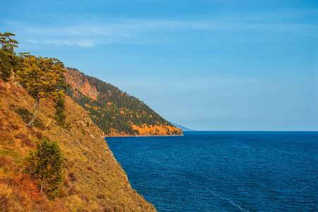 Autumn at Lake Baikal, a cliffの写真素材
