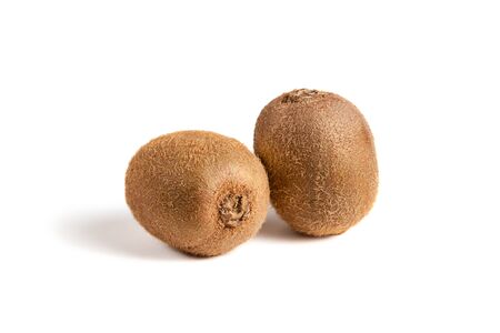 2 kiwis on white background with shadow isolatedの写真素材