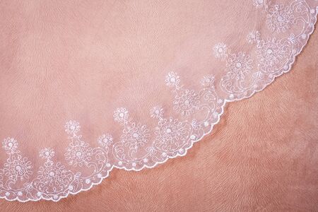 embroidery lace on thin fabric - a fragment of the brideâs veilの写真素材