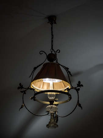 vintage kerosene lamp - chandelier with large lampshadeの写真素材