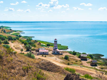 khutor Merzhanovo, Rostov region, Russia - August 3, 2020: Taganrog Bay of the Azov Sea, view of the...