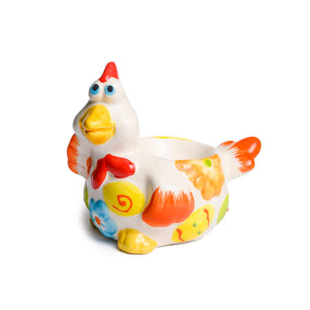 chicken egg stand - Easter decoration isolated on whiteの写真素材