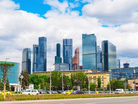 Moscow, Russia - May 24, 2021: View of the Moscow International Business Center "Moscow-City" from Kutuzovsky Prospektのeditorial素材