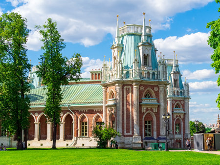 Moscow, Russia - May 25, 2021: The Grand Palace in the Tsaritsyno Park of Culture and Leisure. Architect V. Bazhenovのeditorial素材
