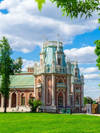 Moscow, Russia - May 25, 2021: The Grand Palace in the Tsaritsyno Park of Culture and Leisure. Architect V. Bazhenovのeditorial素材