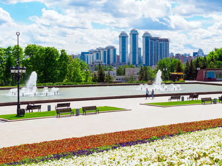 Moscow, Russia - May 24, 2021: View of the Ramenki district from Victory Parkのeditorial素材