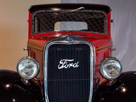 MOSCOW, RUSSIA - MAY 26, 2021: Antique Ford car at the exhibition of retro cars at Domodedovo airportのeditorial素材