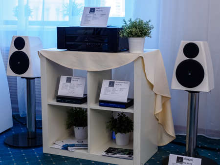 Moscow, Russia - May 23, 2021: Meridian audio equipment at the HI-FI and High End Showのeditorial素材