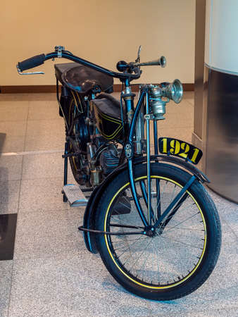 MOSCOW, RUSSIA - MAY 26, 2021: Vintage motorcycle Peugeot P. 50 on display at Domodedovo airportのeditorial素材