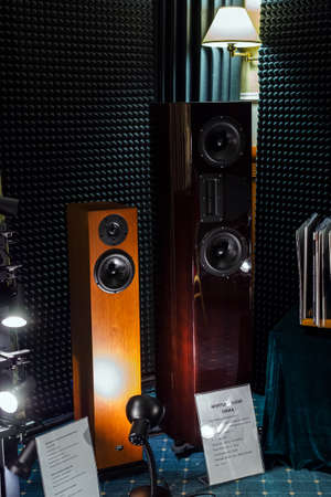Moscow, Russia - May 23, 2021: Floorstanding speaker system Apertura ONIRA at the Hi-Fi and High End Showのeditorial素材