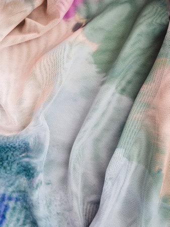 multicolored mesh fabric close-up - textile backgroundの写真素材