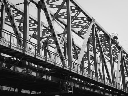 railway bridges - black and white photo urban viewの写真素材
