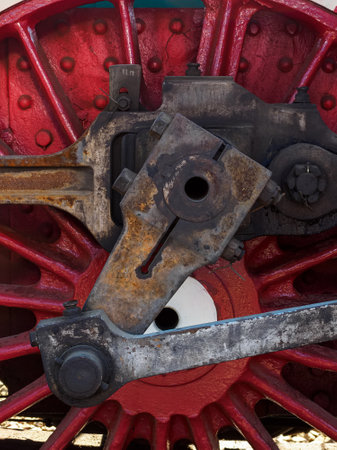 The wheel of an old steam locomotiveの写真素材