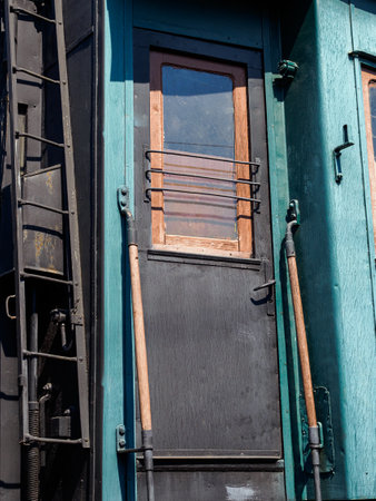 door to an old train carriageの写真素材
