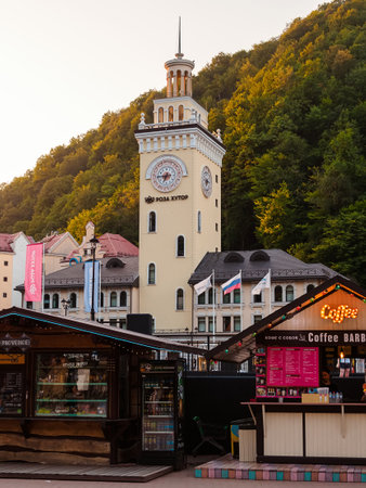 Sochi, Russia - August 24, 2022: Rose Square in the eveningのeditorial素材