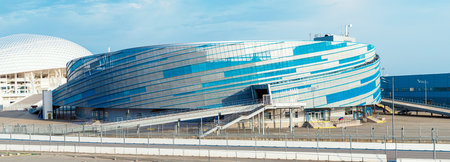 Sirius, Russia - August 25, 2022: Ice arena "Puck" in the Olympic Park - panoramaのeditorial素材