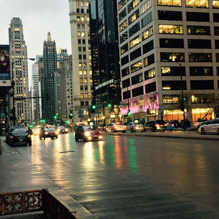 Downtown Chicago City Streetのeditorial素材