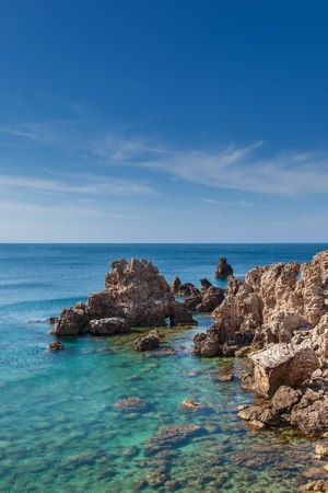 Clear sea on minorcan coastの写真素材