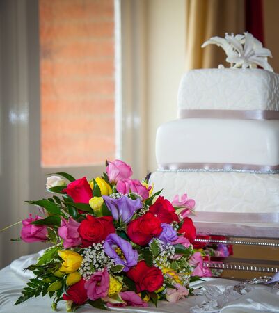 Wedding Flowers and cakeの写真素材