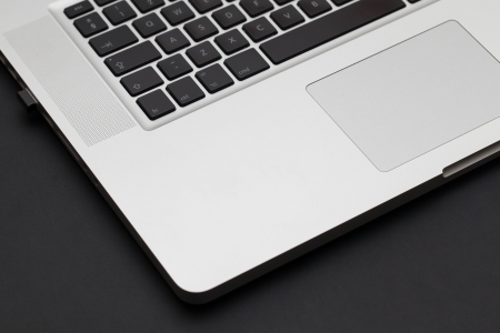Laptop keyboard on black backgroundの写真素材