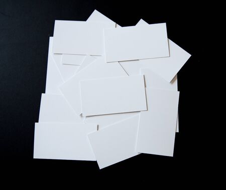 Pile of blank white business cardsの写真素材