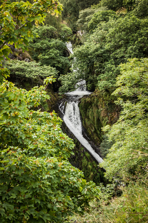 waterfall on snowdon in walesの写真素材